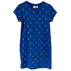 C&C California T-Shirt Dress- Blue with Gold Pineapples - Small - EUC